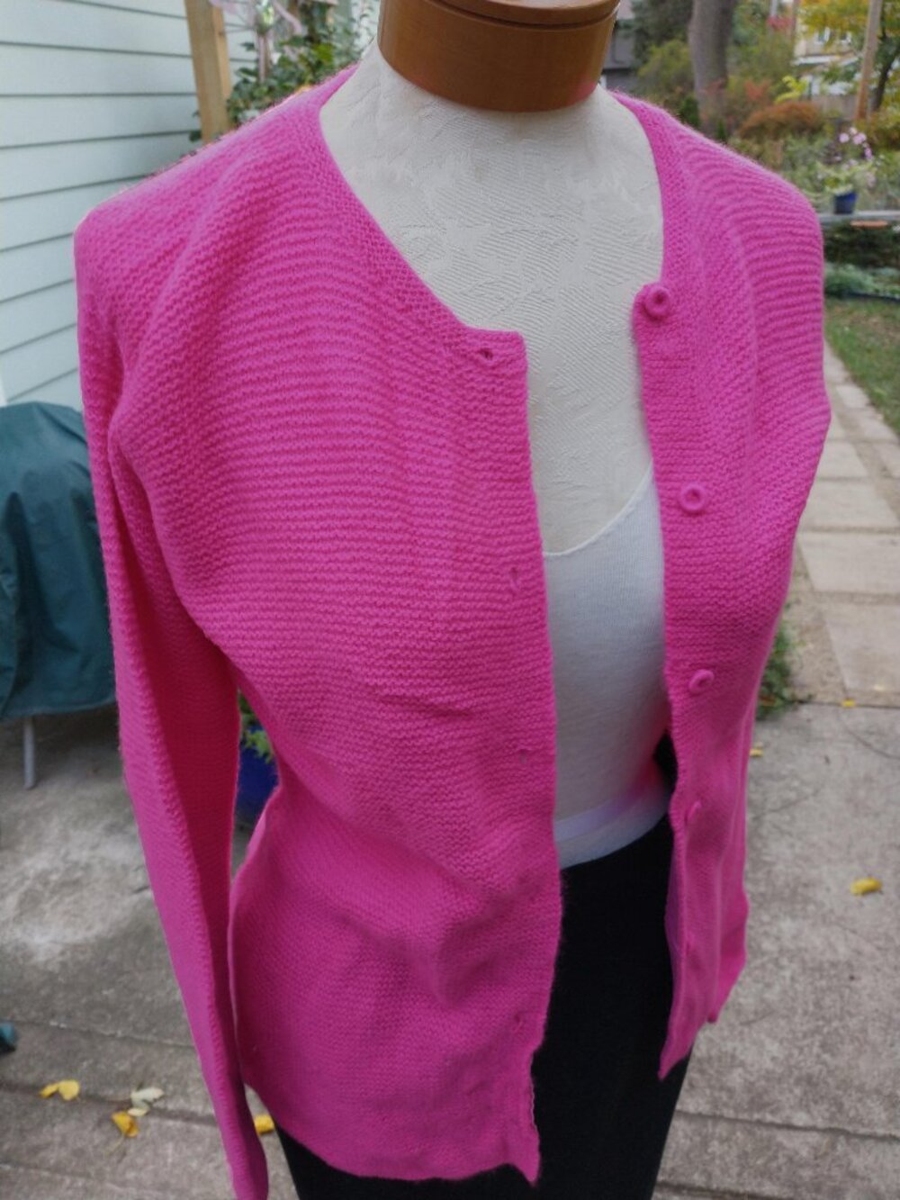 Cardigan sweater: Women's cashmere, hot pink. Size small - by Isaac Mizrahi